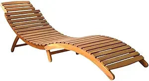 Modern Cream White Sun Loungers with Cushions – Foldable Solid Acacia Hardwood for Outdoor