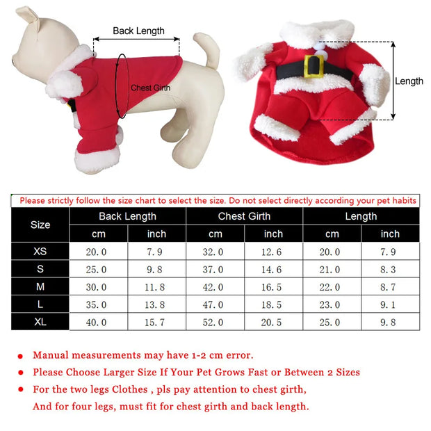 Festive Santa Cosplay Dog Jumpsuit Fleece Lined Keeps Cozy