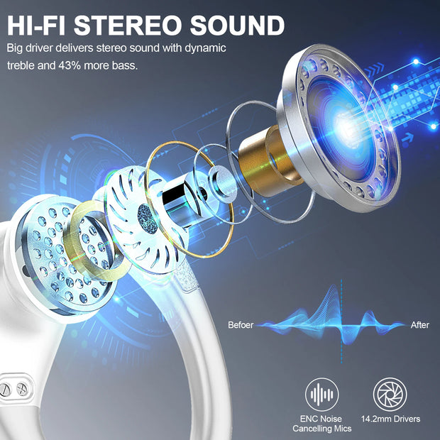Wireless Earbuds Bluetooth 5.3 Headphones Sport Bass Stereo - My Variety Superstore 25