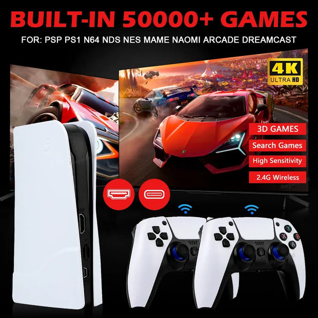 GB5 Video Game Console 256GB/128GB/64G 50000 + Retro Games HD TV Game Box 5 Two Gamepads For PS1/PPSPP/MAME Arcade Gaming Stick - My Variety Superstore 25