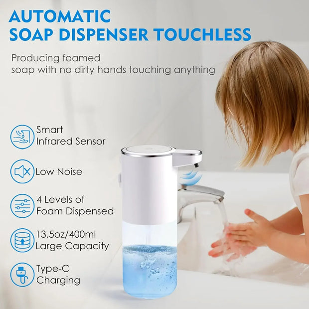 US Stock Automatic Touchless Soap Dispenser 4 Level Adjustable Foaming Hand Soap Dispenser Electric Wall Mount