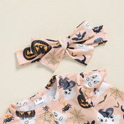 Charming Toddler Girls Halloween Costume with Ghosts and Pumpkins for Spooky Fun