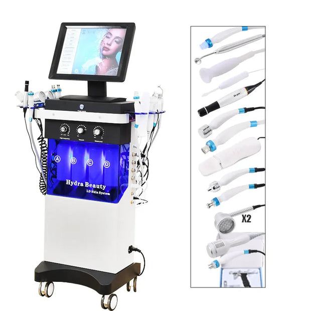 14 In 1 Diamond Peeling Hydro Facial Machine Water Jet Aqua Facial Vacuum Skin Care Cleaning Lifting Bubble Spa