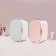 12L Beauty Fridge for Cosmetics Storage White Pink Compact Skincare Refrigerator Cooling and Heating for Makeup Skincare Products