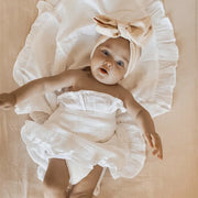 Ruffled Muslin Baby Swaddle Blankets, Organic Cotton, Soft Newborn Infant Bedding & Accessories