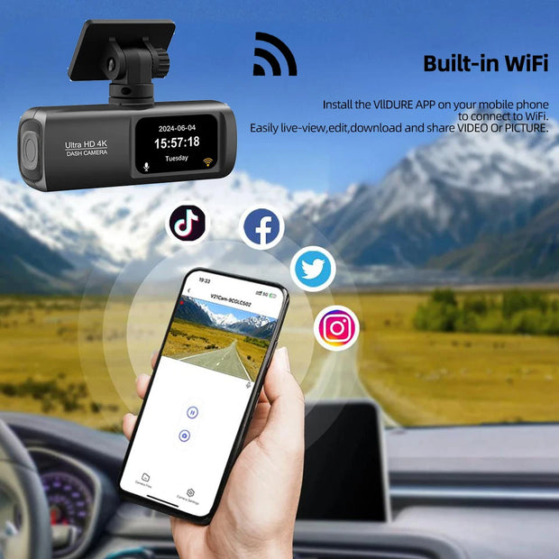 E-ACE UHD 4K Dashcam with GPS WiFi Night Vision 24 Hour Parking Loop Dual Channel Recording 4K Front and 1080P Rear Dual Lens - My Variety Superstore 25