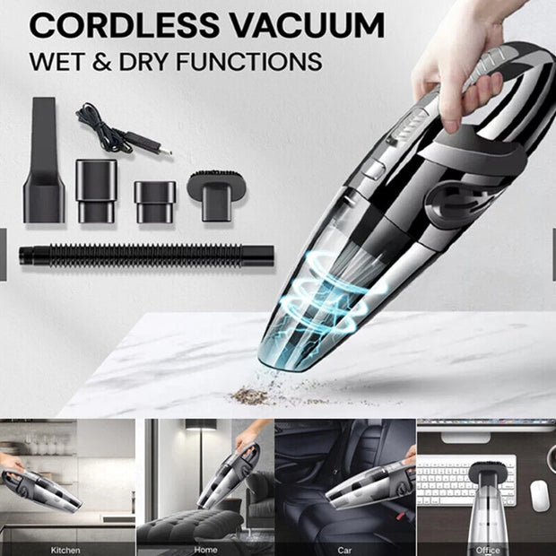 Wireless Handheld Vacuum Cleaner USB Charging Portable Wet Dry Cordless Strong Suction 12000pa