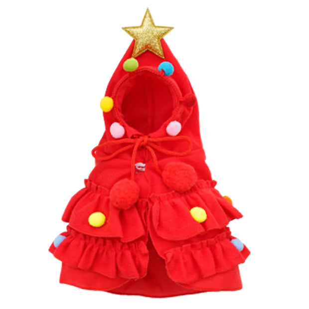 Festive Cat Christmas Outfit Star Pompom Cape Delights Pets