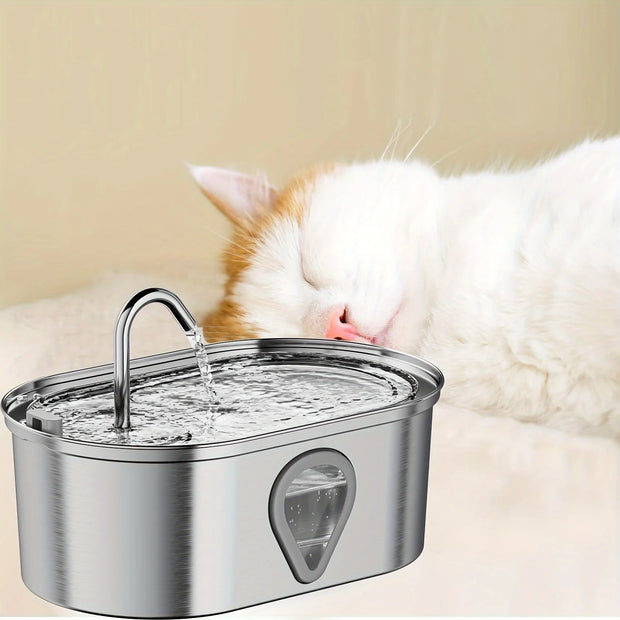 3.5L large capacity pet water dispenser automatic stainless steel cat water fountain with LED Lighting - My Variety Superstore 25