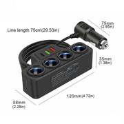 Fast Charger Plug QC3.0 PD 3.1A 12V 24V Phone Power Adapter 4 Socket 120W Car Cigarette Lighter Socket Splitter Plug 3 USB Ports