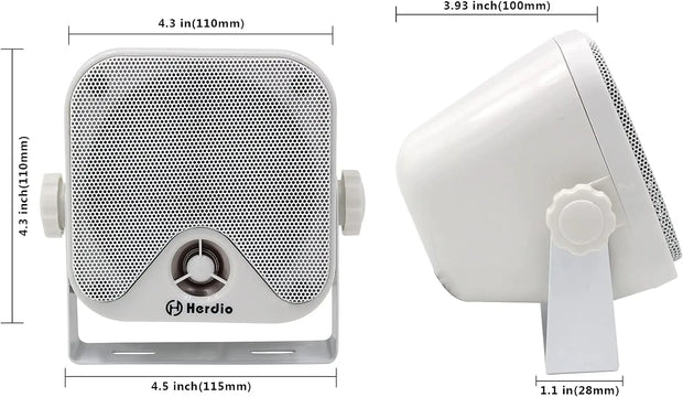 Herdio 4 Inch 100 Watt Heavy Duty Waterproof Boat Marine Bluetooth Speakers Surface Mounted for Camper Skid Steer ATV UTV RZR Golf Cart - My Variety Superstore 25