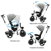 Ubravoo 5-in-1 Baby Tricycle Stroller – Adjustable Canopy, Recline Seat, for Ages 1–5