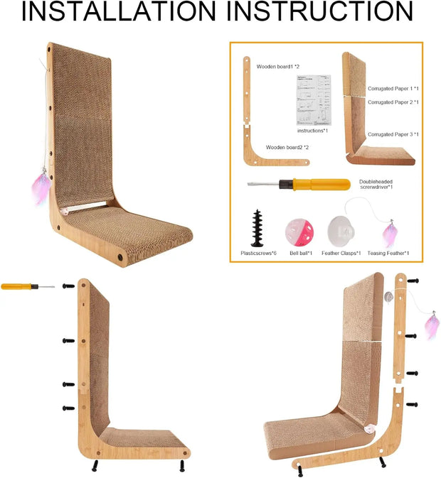 L Shape Cat Scratcher, 23.6 Inch Cat Scratchers for Indoor Cats, Protecting Furniture Cat Scratch Pad, Cardboard Cat Scratching - My Variety Superstore 25