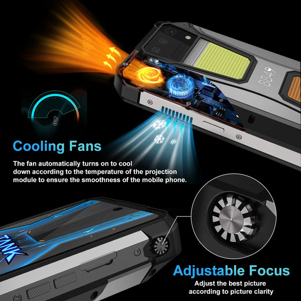 8849 Tank 2 Pro Unihertz Rugged Smartphone with Projector 16GB 256GB 23800mAh 120W Android 14 Phone 100MP Cell Phone