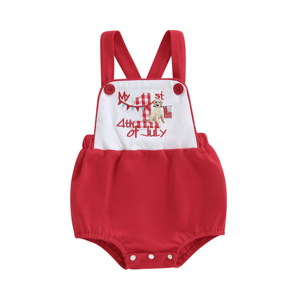 Patriotic Stars and Stripes  for Newborns Adorable Jumpsuit with USA Flag Design Sleeveless Romper for Baby Boys Girls - My Variety Superstore 25