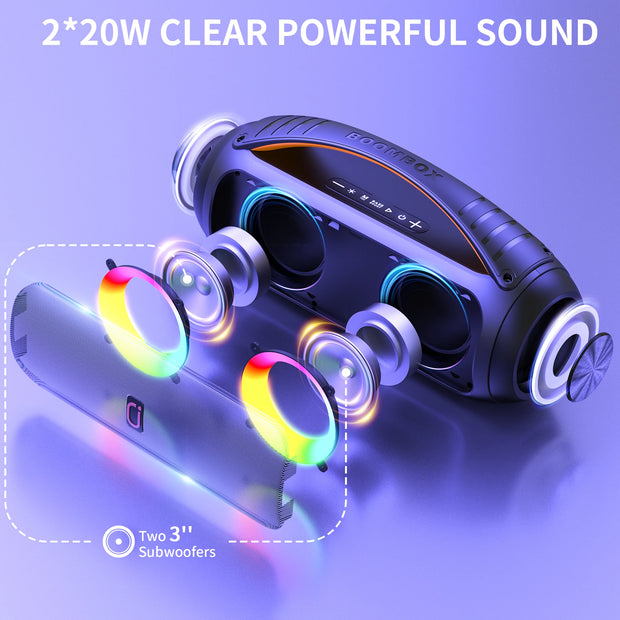 40W Waterproof Bluetooth Speaker Portable Wireless Outdoor Party Boombox Speaker Deep Rich Bass Dazzling LED Light - My Variety Superstore 25