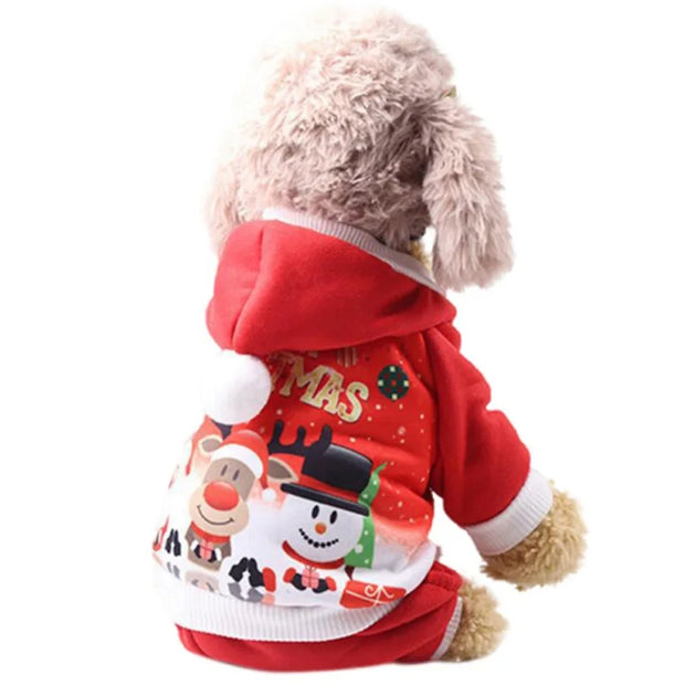 Cozy Festive Dog Coat Sweater With Hood Keeps Pup Warm
