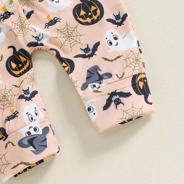 Charming Toddler Girls Halloween Costume with Ghosts and Pumpkins for Spooky Fun