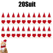 Festive Pet Costume Set Adjustable Santa Hat Scarf Fun