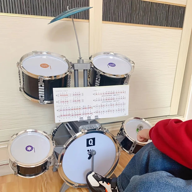 New European And American Children's Rock Drum Instrument Toy Set, Beginner Mini Electroplated Rock Drum Set, Family Practice, I - My Variety Superstore 25
