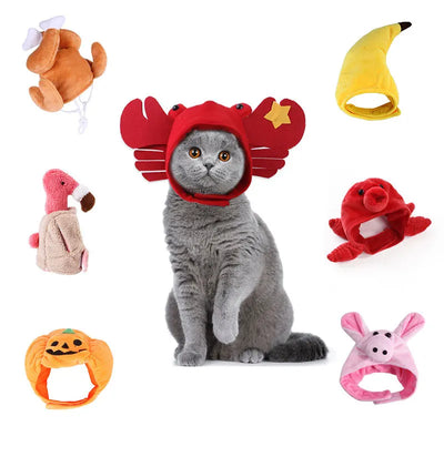 Joyful Christmas Cat Hat With Animal Shape Keeps Cat Warm