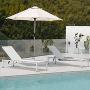 Outdoor Chaise Lounge Set – 2 Mesh Sling Chairs, Woodgrain Texture, Wheels & 4 Recline Levels