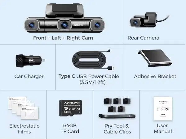 AZDOME 4 Channel Dash Cam 360 Degree View Car DVR 5G WiFi Dash Camera 2K Plus 3 1080P Built in 128GB eMMC 24 Hour Parking - My Variety Superstore 25