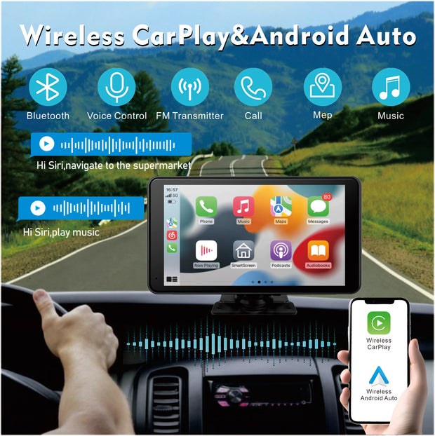 7 Inch Portable Car Stereo Wireless Carplay Android Auto Touchscreen Bluetooth Handsfree Navigation Voice Control AUX - My Variety Superstore 25