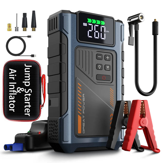 Portable Car Jump Starter With Air Compressor, 3000A Peak(7.5L Gas, 6.5L Diesel) , Jump Starter Battery PackWith150 PSl Tire Inf - My Variety Superstore 25