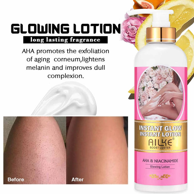 AILKE Women Skin Glowing Body Lotion Moisturizing Brightening Nourishing Smoothing Skin Cream With AHA Niacinamide - My Variety Superstore 25