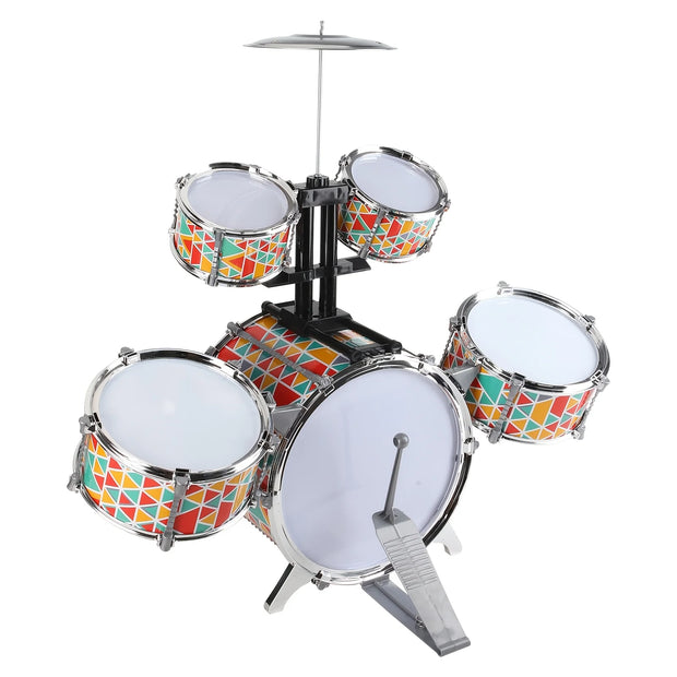 New European And American Children's Rock Drum Instrument Toy Set, Beginner Mini Electroplated Rock Drum Set, Family Practice, I - My Variety Superstore 25