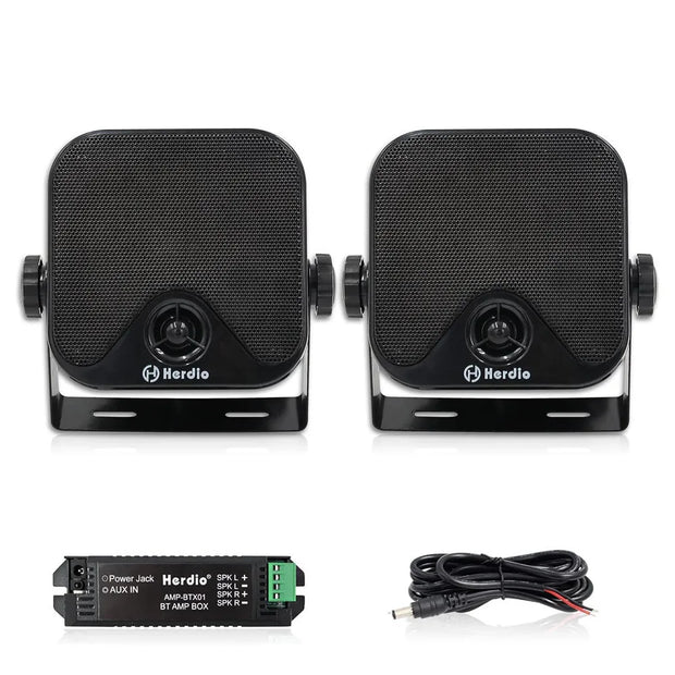 Herdio 4 Inch 100 Watt Heavy Duty Waterproof Boat Marine Bluetooth Speakers Surface Mounted for Camper Skid Steer ATV UTV RZR Golf Cart - My Variety Superstore 25