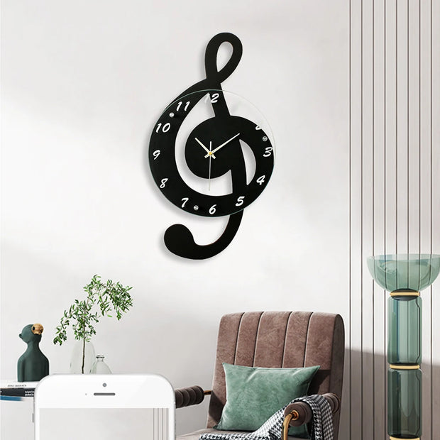 Powerful Musical Note Wall Clock Silent Keeps Time Quietly