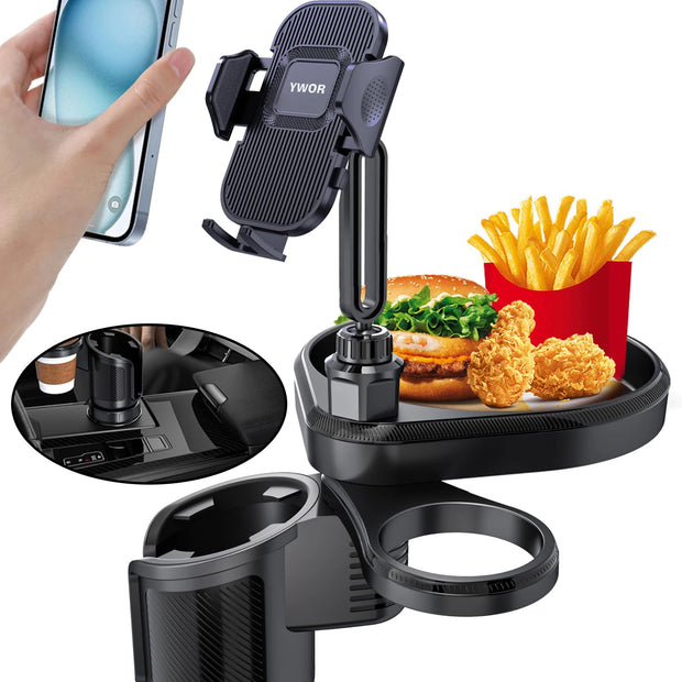 Automotive Cup Holders Expander for Car 4 in 1 Expandable Car Food Table Tray Road Trip Essentials Car Organizer