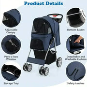 Amazing Folding Pet Stroller With Storage For Easy Travel