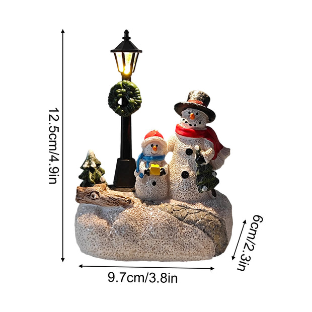 Radiant Luminous Snowman Ornament Resin Craft Brightens Desk
