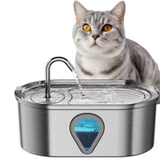 3.5L large capacity pet water dispenser automatic stainless steel cat water fountain with LED Lighting - My Variety Superstore 25