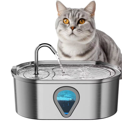 3.5L large capacity pet water dispenser automatic stainless steel cat water fountain with LED Lighting - My Variety Superstore 25