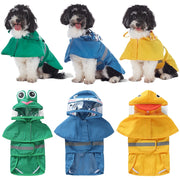 Fashionable Reflective Pet Dog Raincoat Cute Animal Hooded Waterproof Jacket for Big Dogs