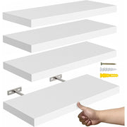 Floating Wall Shelves Set of 4 Rustic MDF Storage Shelving Easy Installation Space Saving for Bedroom Kitchen Living Room - My Variety Superstore 25