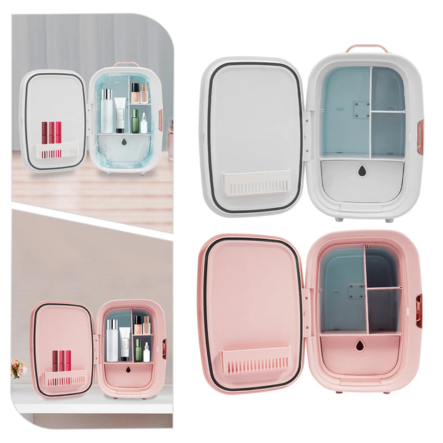 12L Beauty Fridge for Cosmetics Storage White Pink Compact Skincare Refrigerator Cooling and Heating for Makeup Skincare Products