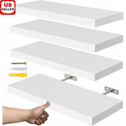 Floating Wall Shelves Set of 4 Rustic MDF Storage Shelving Easy Installation Space Saving for Bedroom Kitchen Living Room - My Variety Superstore 25