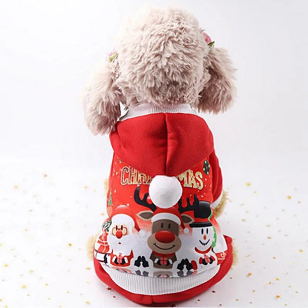 Cozy Festive Dog Coat Sweater With Hood Keeps Pup Warm