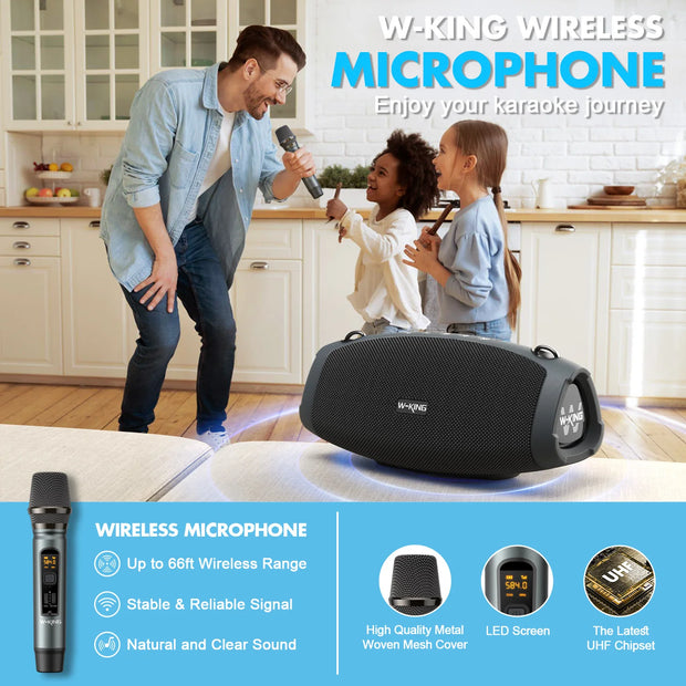 W-KING (120W PEAK)70W Portable Loud Bluetooth Speakers with Wireless Microphone,  Waterproof Outdoor Wireless Bluetooth - My Variety Superstore 25