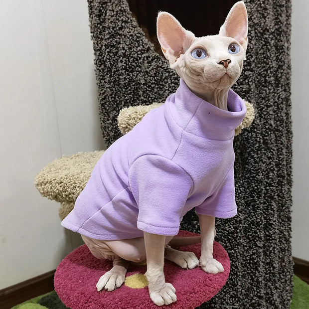 Bold Soft Cotton Cat Hoodie For Hairless Pets Warmth
