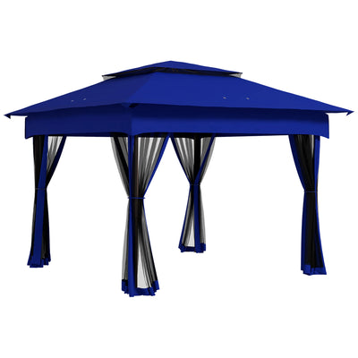 11' X 11' Outdoor 2-Tier Pop up Gazebo Portable Party Tent W/ Netting, Blue - My Variety Superstore 25