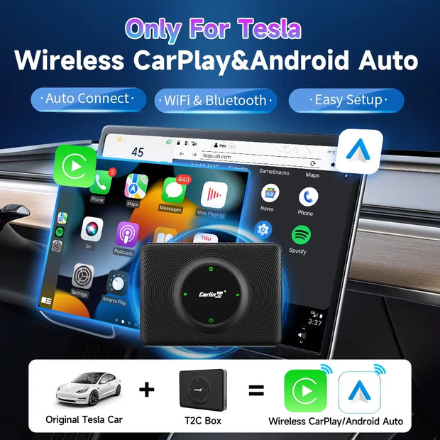 CarlinKit Wireless CarPlay Android Auto For Tesla Model 3 Model X Y Model S Auto Connect Siri Voice Assistant Spotify Waze 5G BT - My Variety Superstore 25