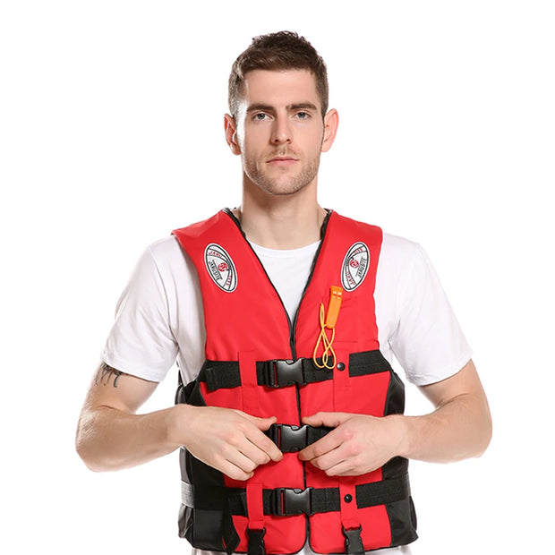 Red Life Jacket for Kids & Adults – Snorkeling, Boating, Fishing, Surfing & Water Sports Safety