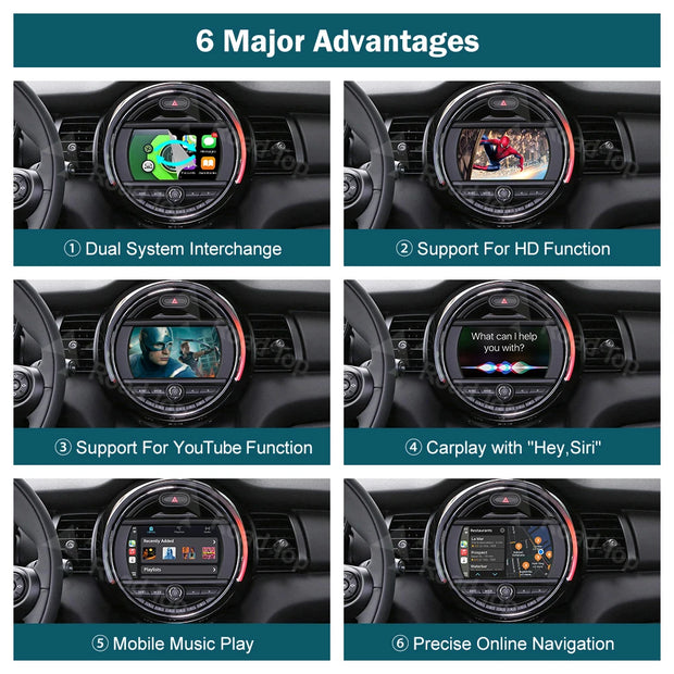 RoadTop Wireless CarPlay Android Auto for Mini R55 R56 R57 R58 R60 R61 F54 F55 F56 Clubman Countryman Cooper John Cooper Works - My Variety Superstore 25