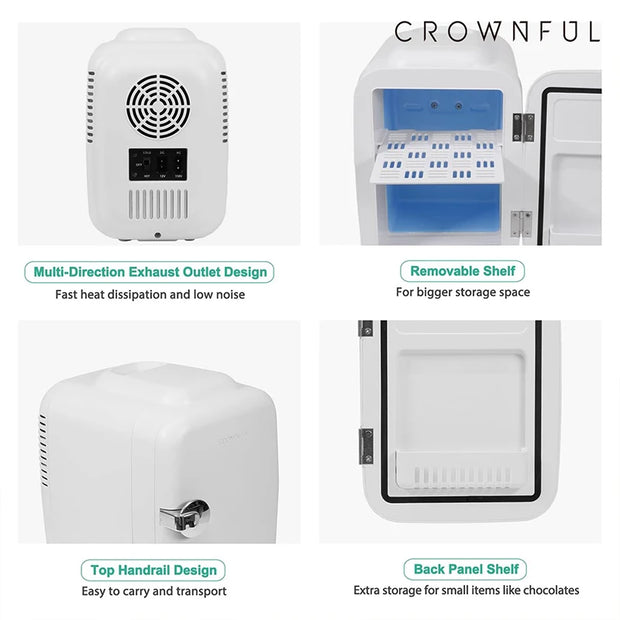 Crownful 4L Mini Multifunction Refrigerator Electric Portable Beauty Cooler Warmer Car Mini Fridge for Home Camping Travel